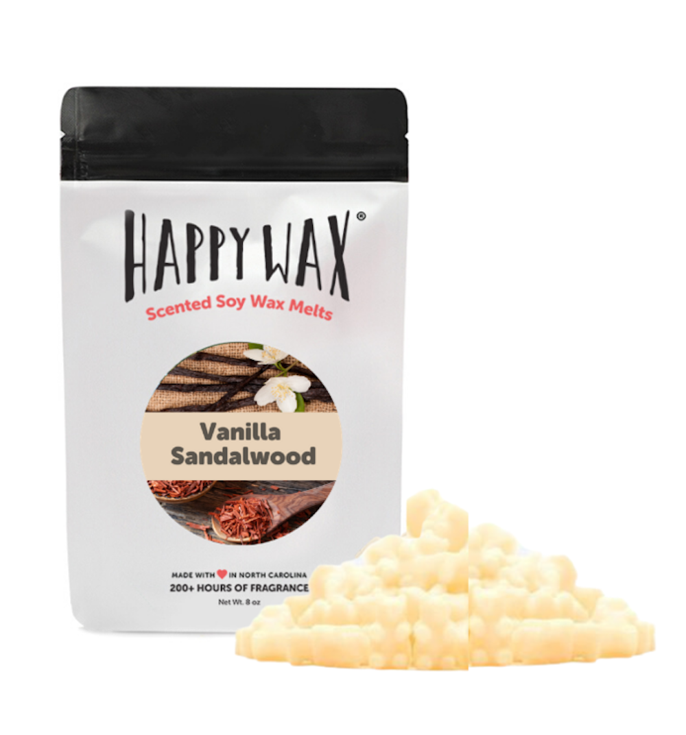 Happy Wax Soy Wax Melts Vanilla Sandalwood Scent Melts 8 Oz Pouch 